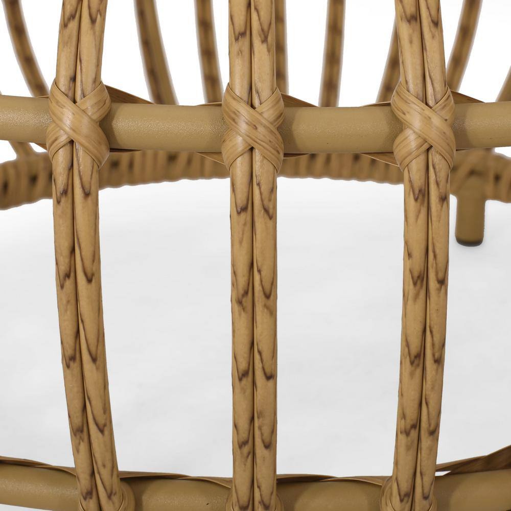 Light Brown Round Faux Rattan Outdoor Coffee Table