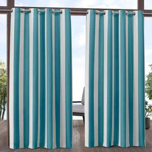 EXCLUSIVE HOME Canopy Stripe Teal / White Stripe Light Filtering