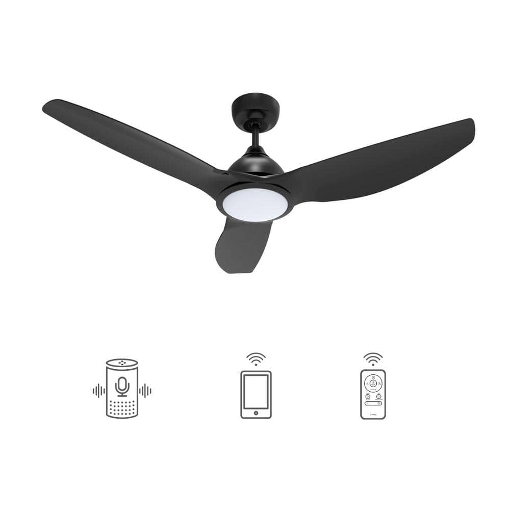Cresta 52 in. Dimmable LED Indoor Black Smart Ceiling Fan with Light and Remote, Works with Alexa and Google Home price history on PriceWatchPro