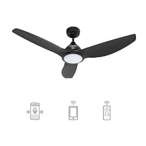 Cresta 52 in. Dimmable LED Indoor Black Smart Ceiling Fan with Light and Remote, Works with Alexa and Google Home