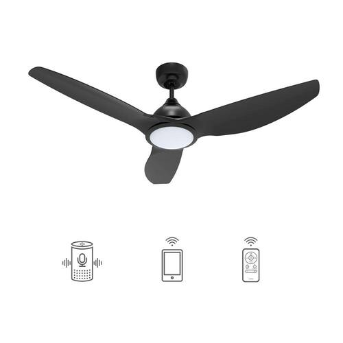 Cresta 52 Dimmable LED Indoor Black Smart Ceiling Fan with