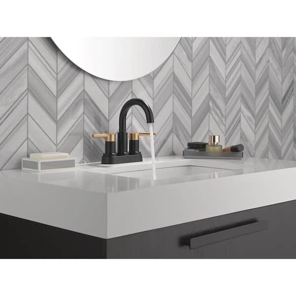 Nicoli 4 in. Centerset Double Handle Bathroom Faucet in Matte Black / Champagne Bronze