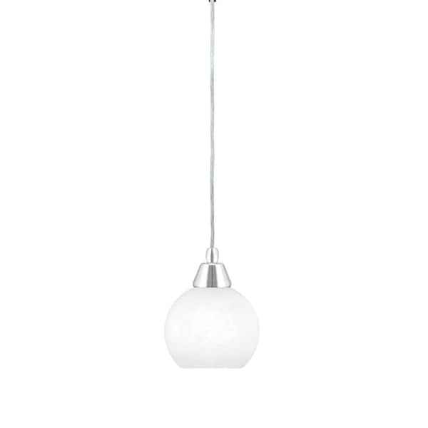Unbranded Bryson 5.75 in. 1-Light Chrome Cord Pendant Light with 5.75 in. White Marble Glass Shade, no bulb included
