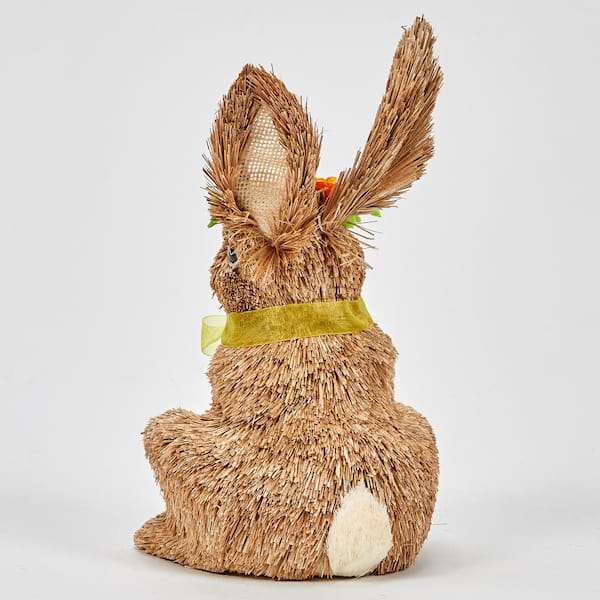 8 in. Sitting Easter Bunny with Flower Headband 3329 - The Home Depot