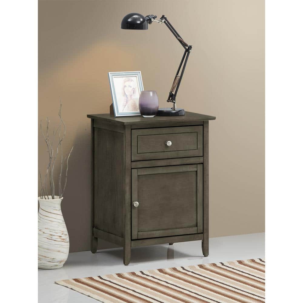 Lzzy 1-Drawer Gray Nightstand (25 in. H x 19 in. W x 15 in. D)
