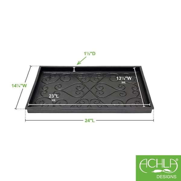 Achla Designs Multi Purpose Rubber Area Boot Saucer Tray, Small, 24 in. Wide, Black