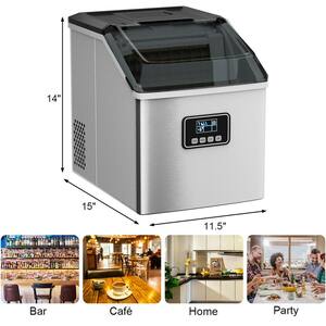 9.5 in. 26 lbs. Portable Countertop Ice Maker Machine for Crystal Ice Cubes  with Ice Scoop in Stainless Steel