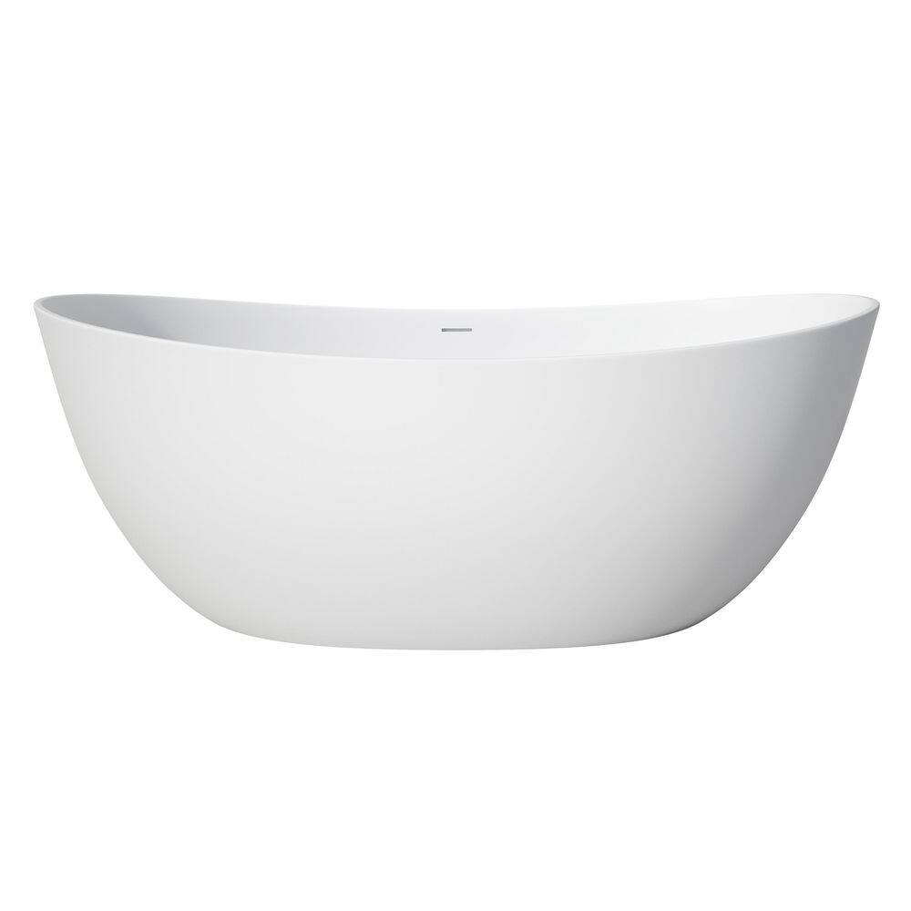 Solvia 65 in. x 33 in. Solid Surface Freestanding Bathtub Stone Resin Soaking Tub in Matte White price history on PriceWatchPro
