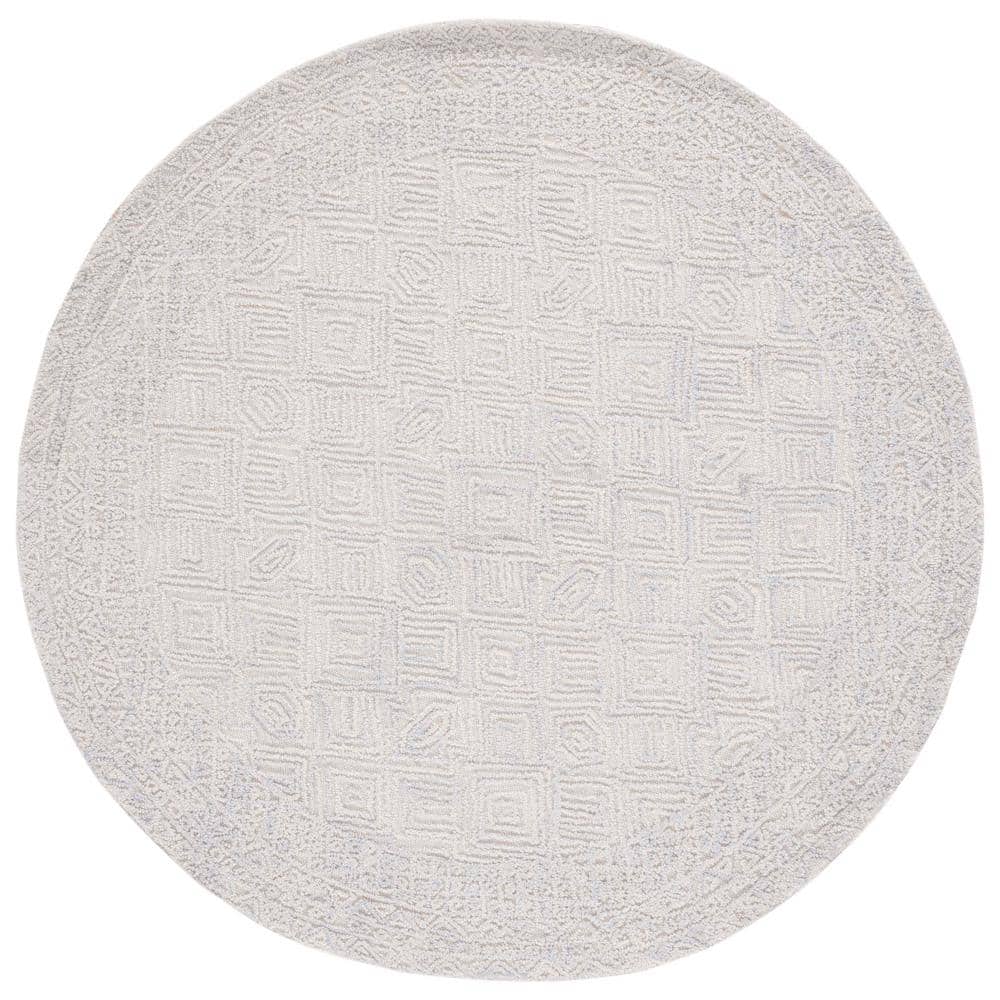 Textual Gray/Ivory 6 ft. x 6 ft. Abstract Border Round Area Rug price history on PriceWatchPro