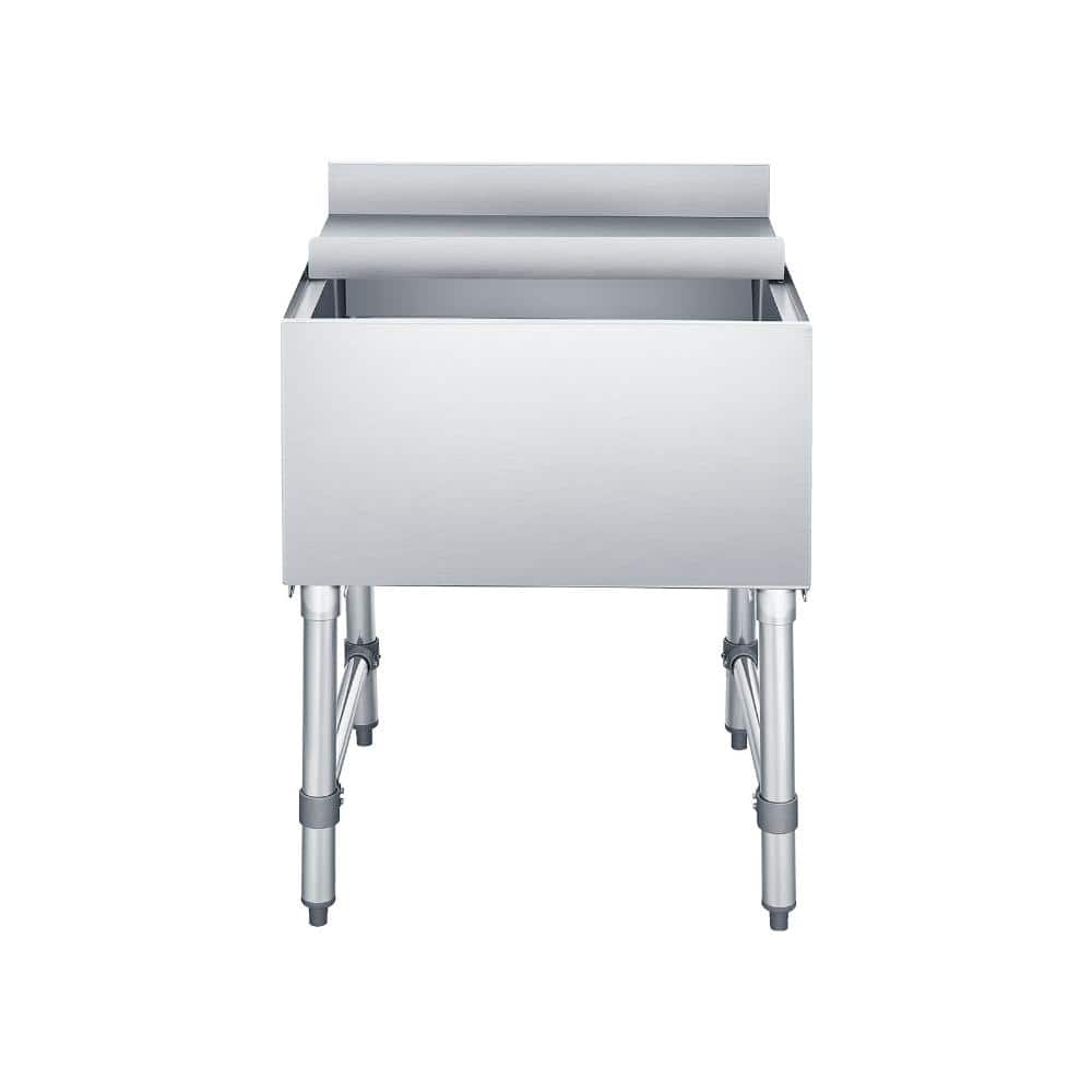 Commercial Ice Bin 79.9 qt., 24 x 24 x 33 in. Stainless Steel Ice Chest, Sliding Lid, 24-Hour Insulation, NSF Bar Cooler