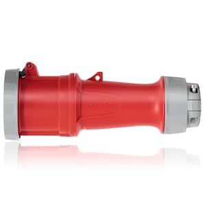 LEV Series 60 Amp 480-Volt 3-Phase, 3P, 4-Watt IEC 60309-1 and 60309-2 Pin and Sleeve Connector Watertight, Red