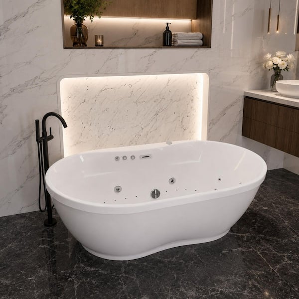 ANZZI 71 in. L x 36 in. W Whirlpool Bathtub with Center Drain in