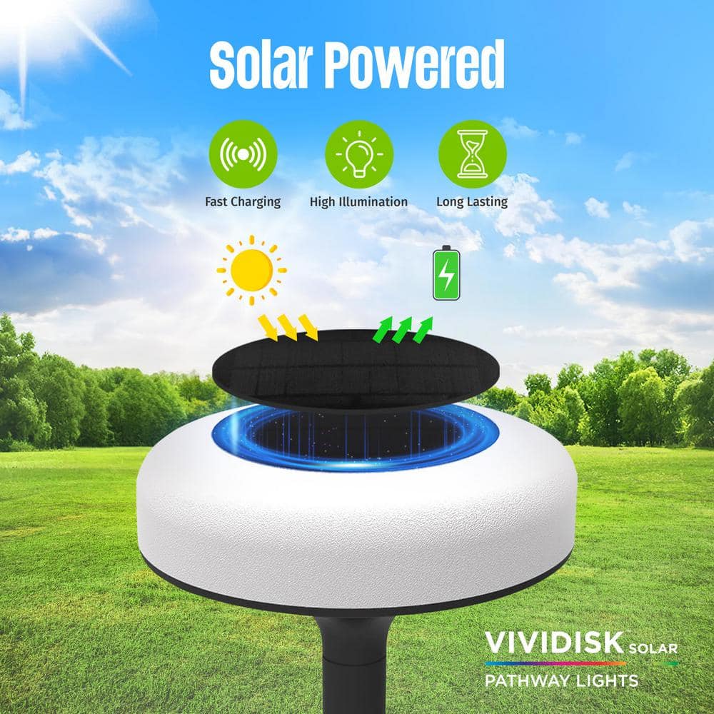 Color Changing LED Solar Pathway Disk Lights Multipack