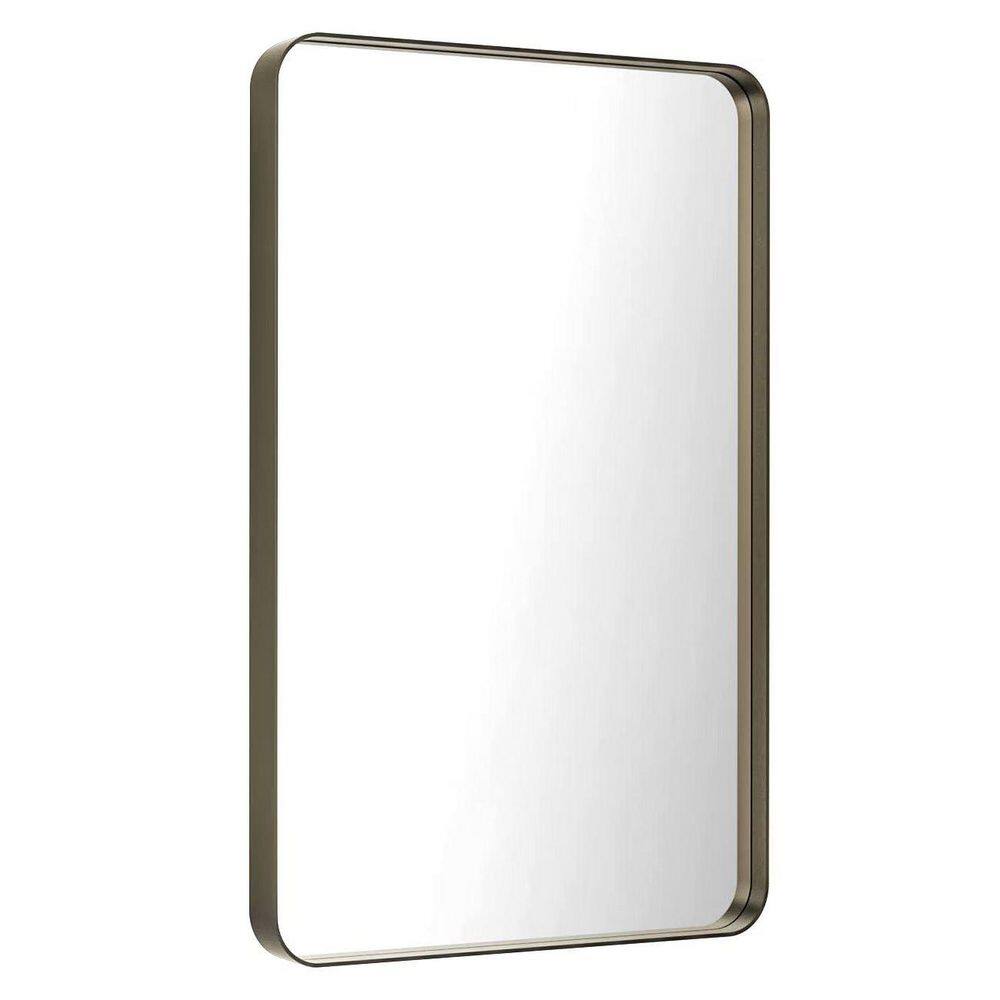16 in. W x 24 in. H Rectangular Aluminum Alloy Framed and Tempered Glass Wall Bathroom Vanity Mirror in Brushed Bronze price history on PriceWatchPro