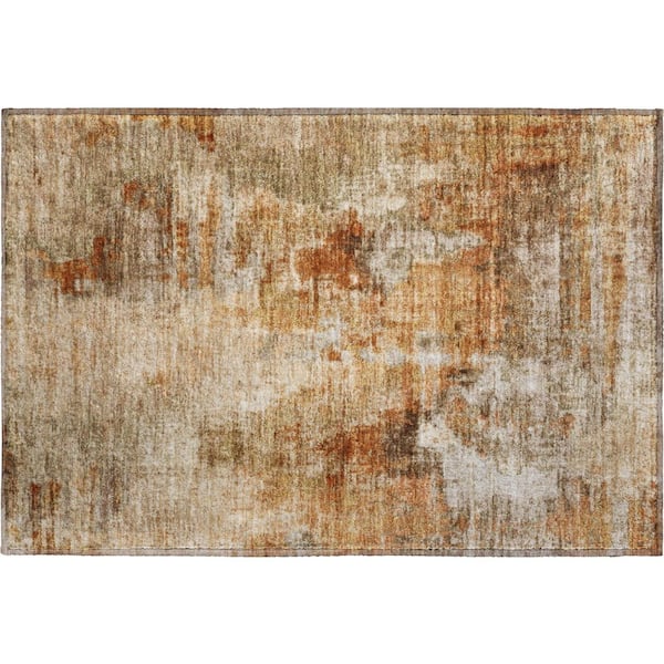 Mayfield Premium Machine Washable Abstract AMF2300 Copper 2 ft. x 3 ft. Accent Rug