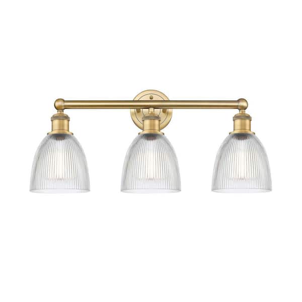 Castile 24 in. 3-Light Brushed Brass Vanity Light with Glass Shade