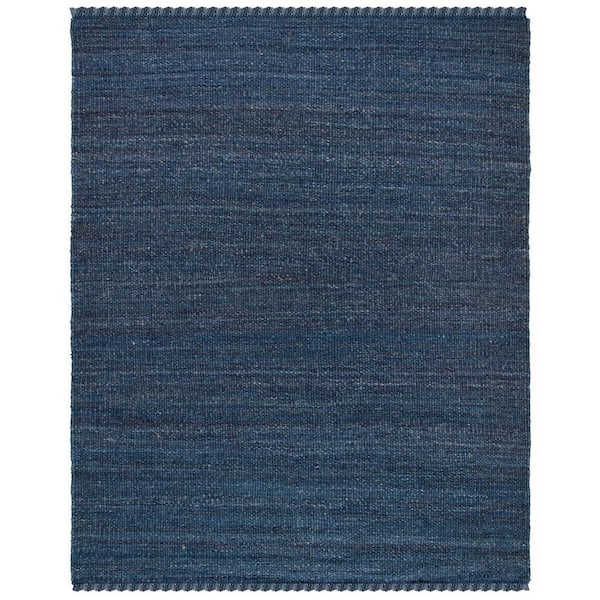 Natural Fiber 10 ft. x 14 ft. Navy Solid Color Area Rug