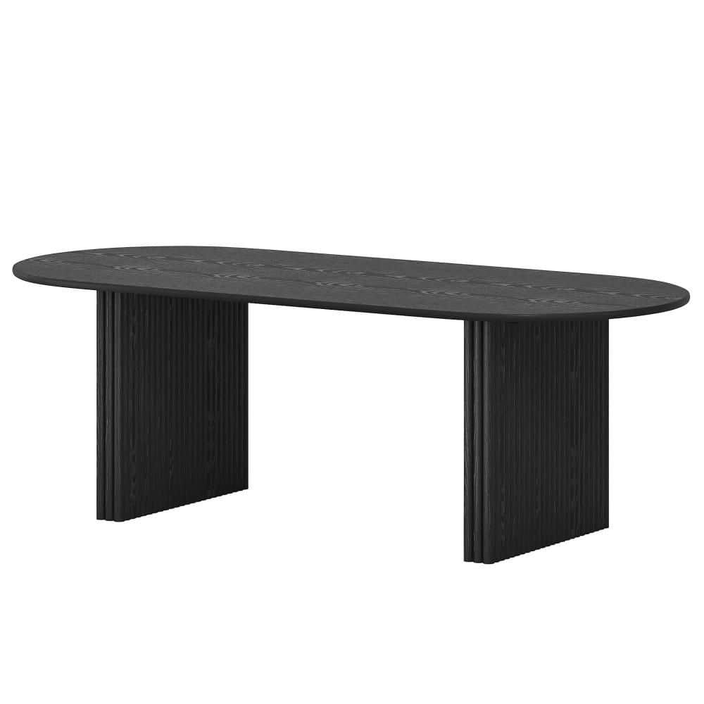 "79"" Black Solid Wood Double Pedestal Base Oval Dining Table" price history on PriceWatchPro