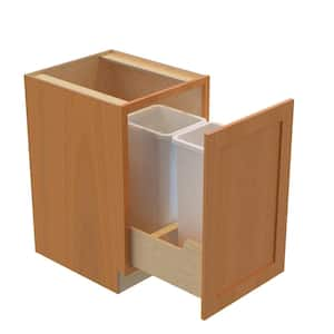 Newport 18 in. W x 24 in. D x 34.5 in. H Assembled Plywood Trash Can Kitchen Cabinet in Cinnamon with Soft Close