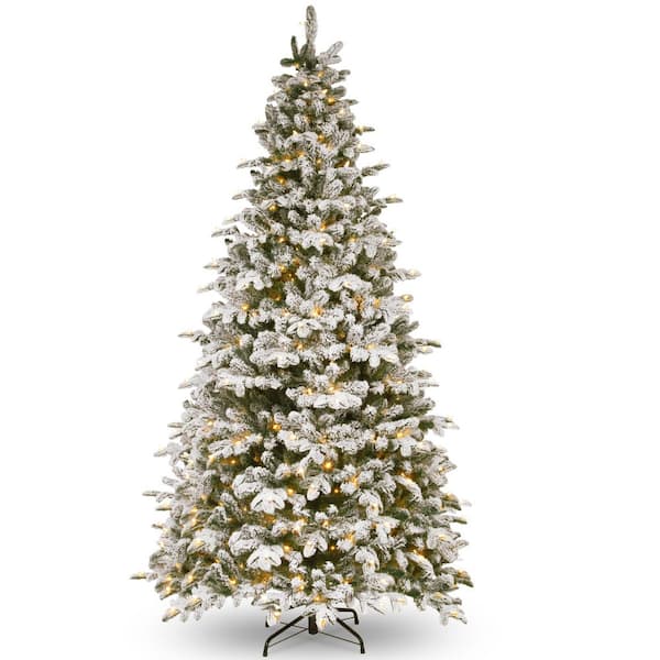 9 ft. Feel Real Snowy Everest Fir Medium Hinged Tree with 750 Clear Lights