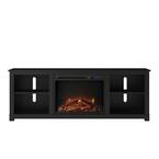 Domingo 58 in. Black Particle Board TV Stand Fits TVs Up to 60 in. with Electric Fireplace