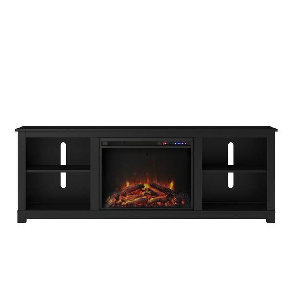 Ameriwood Domingo 58 in. Black Particle Board TV Stand Fits TVs Up to 60 in. with Electric Fireplace