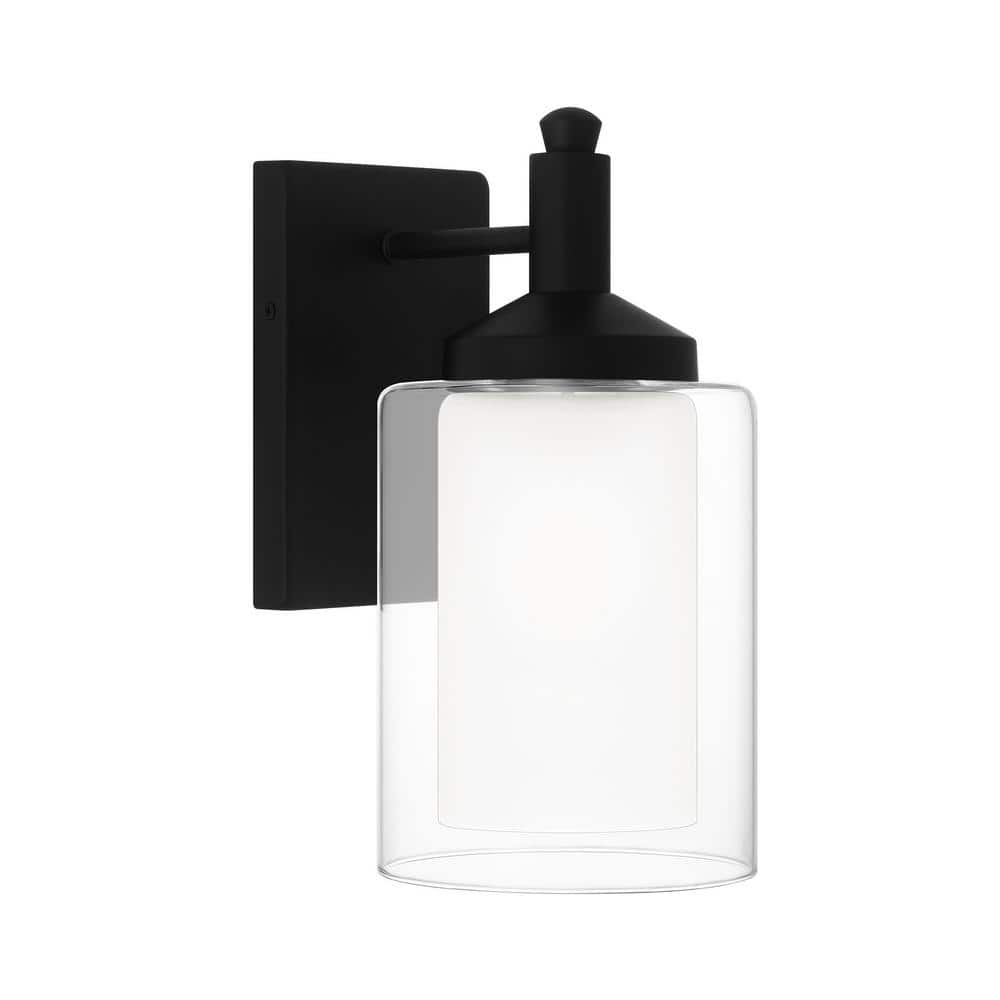 Jaylin 6 in. 1-Light Matte Black Sconce with Clear and Frosted Glass Shade price history on PriceWatchPro