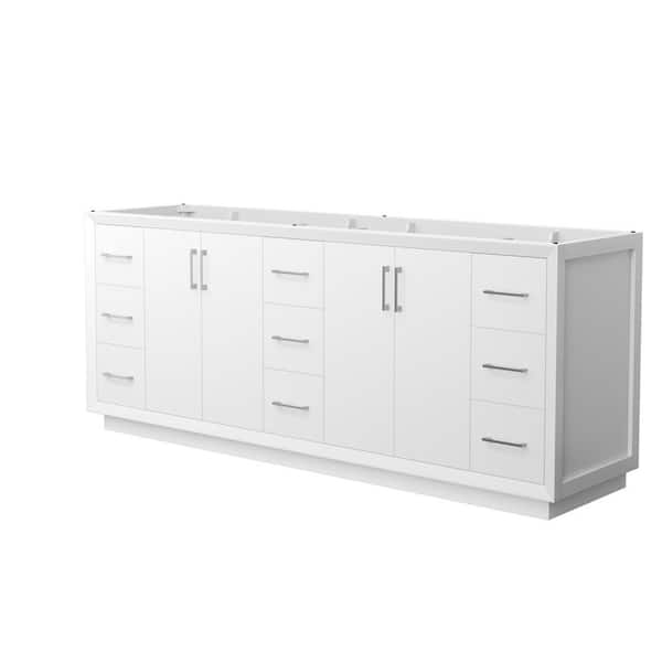 Wyndham Collection Strada 83.25 in. W x 21.75 in. D x 34.25 in. H Double Bath Vanity Cabinet without Top in White