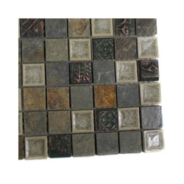 Ivy Hill Tile Roman Selection Emperial Slate With Deco Glass Floor and Wall Tile - 6 in. x 6 in. Tile Sample