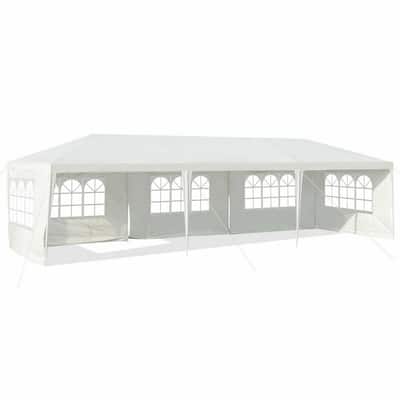 10 ft. x 30 ft. White Party Wedding Tent Canopy Heavy-Duty Pavilion 5 Sidewall