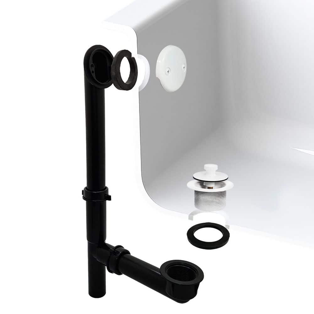 Black 1-1/2 in. Tubular Twist and Close Bath Waste Drain Kit in Powder Coat White price history on PriceWatchPro