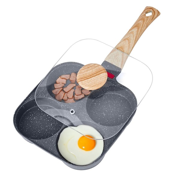 Egg Pan, 4-Cup Nonstick Egg Frying Pan, Aluminum Breakfast Omelette Skillet for Pancakes, Hamburgers, Sandwiches