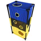 Blue and Yellow Kitty-Square Obstacle Soft Folding Sturdy Play-Active Travel Collapsible Travel Pet Cat House Furniture