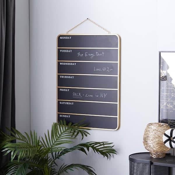 Litton Lane 24 in. x 32 in. Wood Black Calendar Sign Wall Decor