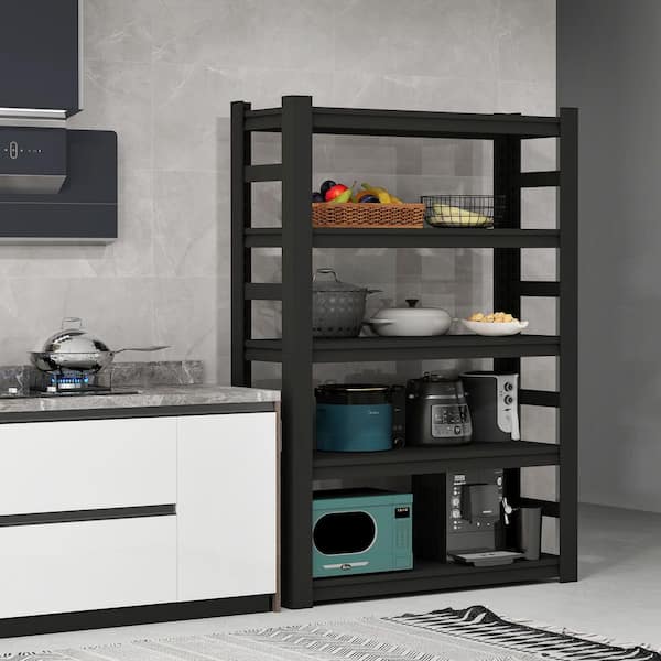 87 in. H Heavy-Duty Storage Rack, 5-Layer Adjustable Metal Shelf for Kitchen, Garages in Black