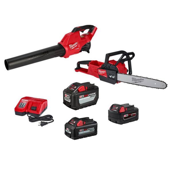 Milwaukee M18 Fuel 16 in. 18-Volt Lithium-Ion Brushless Cordless Electric Chainsaw with Blower \u0026 12.0 Ah, 6.0Ah and 5 Ah Batteries