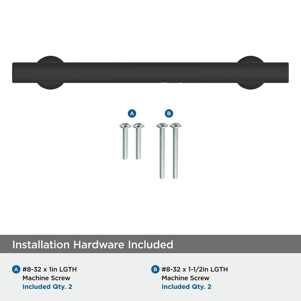 Matte Black 5-1/16 Inch Modern Cabinet Pull with Mounting Hardware