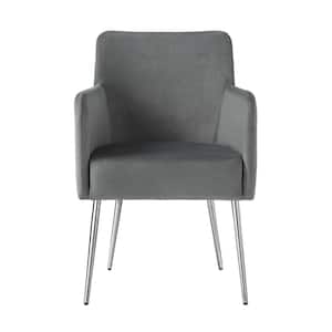 Capelli Light Grey/Chrome Velvet Metal Leg Dining Chair (Set of 2)