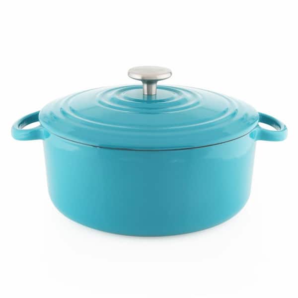 at Home 5-Quart Enameled Cast Iron Dutch Oven, Teal