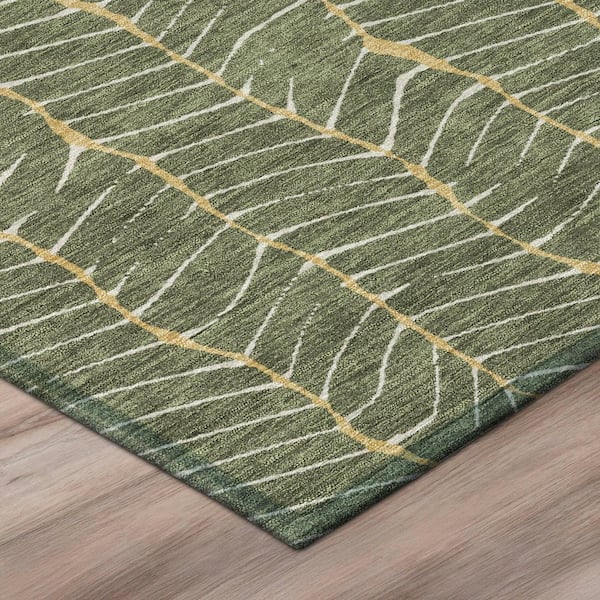 Chantille Machine Washable Indoor/Outdoor Abstract ACN3038 Olive 5 ft. x 7 ft. 6 in. Area Rug