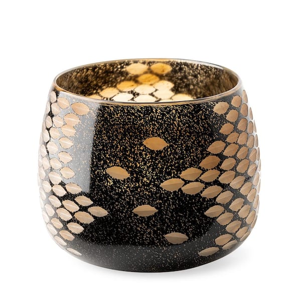 Mojave Large Black and Gold Detail Glass Vase