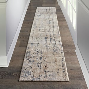 Concerto Beige Grey 2 ft. x 16 ft. Abstract Contemporary Runner Area Rug