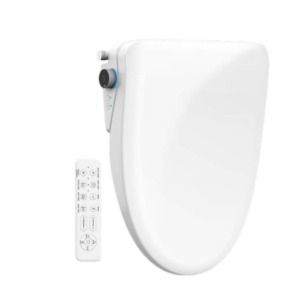 Electric Bidet Seat for Elongated Toilets with 4 Cleaning Modes, Remote Control, Slow Close Lid in White