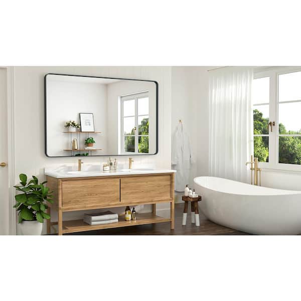 KeonJinn 55 in. W x 36 in. H Modern Rectangular Aluminum Framed