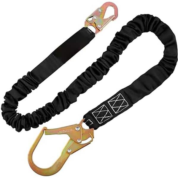 6 ft. Retractable Fall Protection Climbing Tree Strap Safety Harness Lanyard with Internal Shock Absorbing Hook