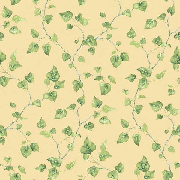 Unbranded Just Ivy Yellow/Green Matte Finish Vinyl on Non-Woven Non-Pasted Wallpaper Roll