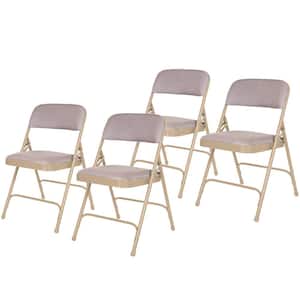 Bernadine Dining Folding Chair with Fabric Seat, Beige, (Pack of 4)