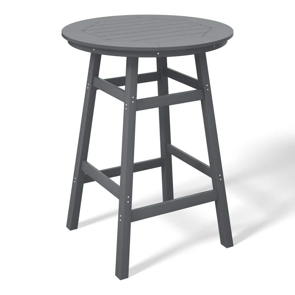 Laguna 35 in. Round HDPE Plastic All Weather Bar Height High Top Bistro Outdoor Bar Table in Gray price history on PriceWatchPro