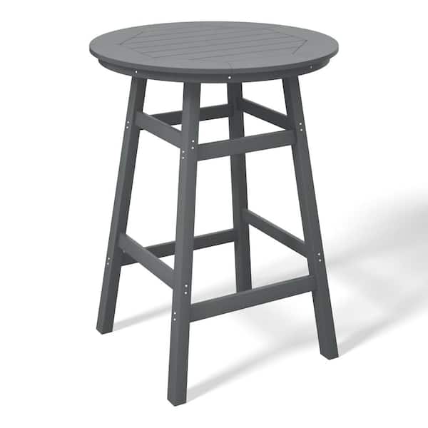 WESTIN OUTDOOR Laguna 35 in. Round HDPE Plastic All Weather Bar Height High Top Bistro Outdoor Bar Table in Gray