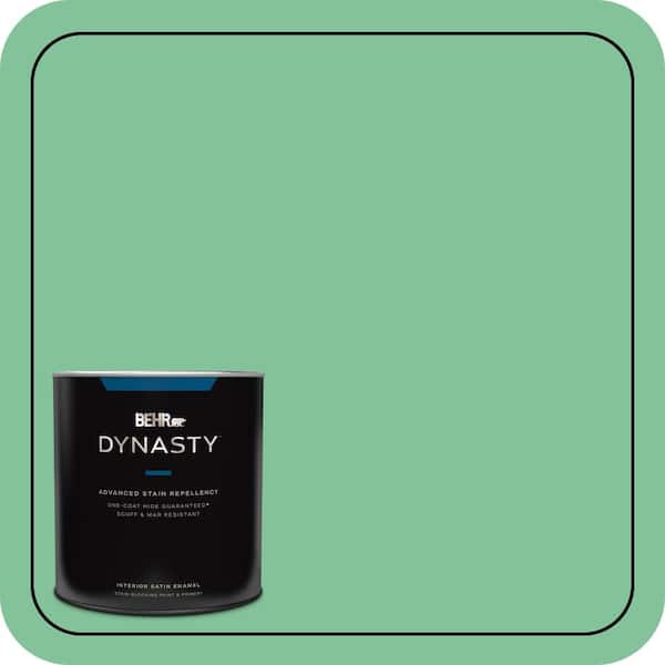 BEHR DYNASTY 1 qt. #P410-4 Willow Hedge One-Coat Hide Satin Enamel Interior Stain-Blocking Paint and Primer